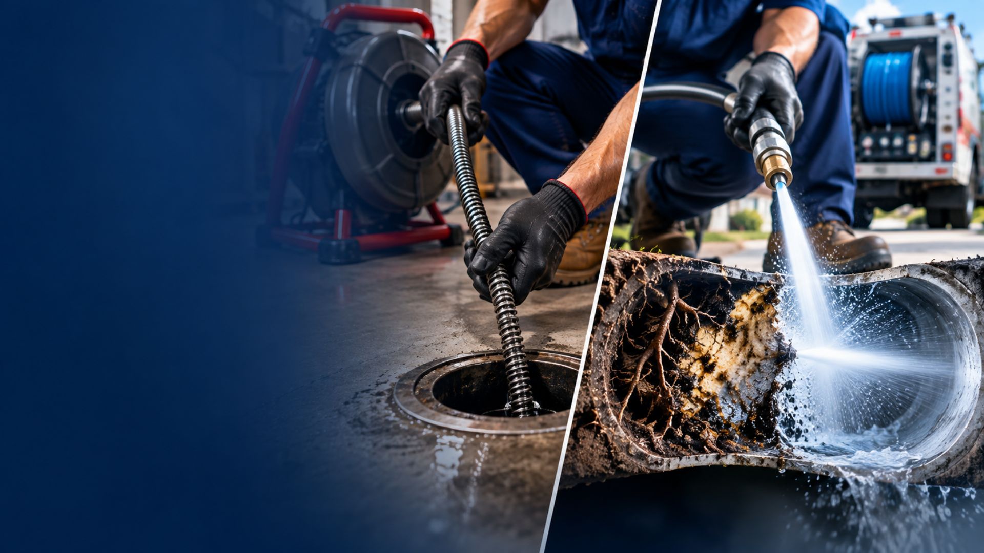Hydro jetting vs drain snaking comparison for sewer and drain cleaning