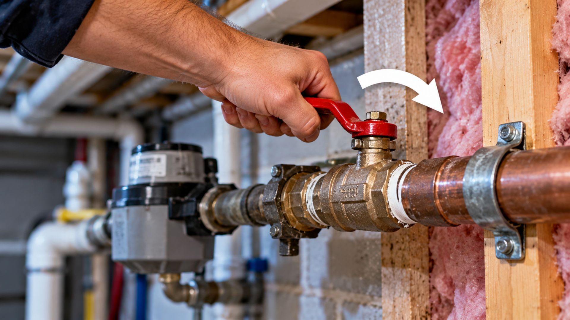 How to shut off the main water valve during a burst pipe emergency